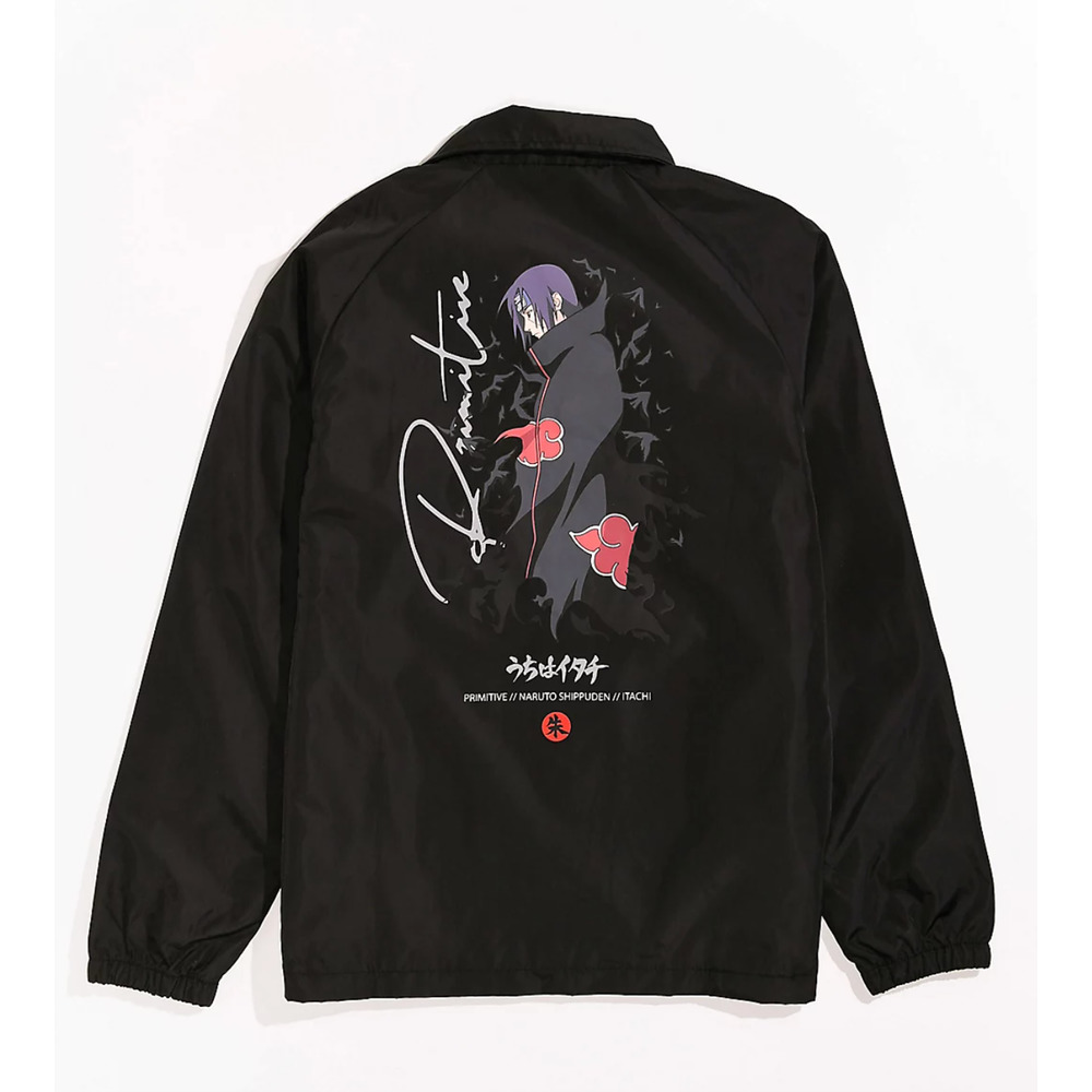 PRIMITIVE X NARUTO SHIPPUDDEN ITACHI YOUTH JACKET SIZE MED NARUTO COACH JACKET